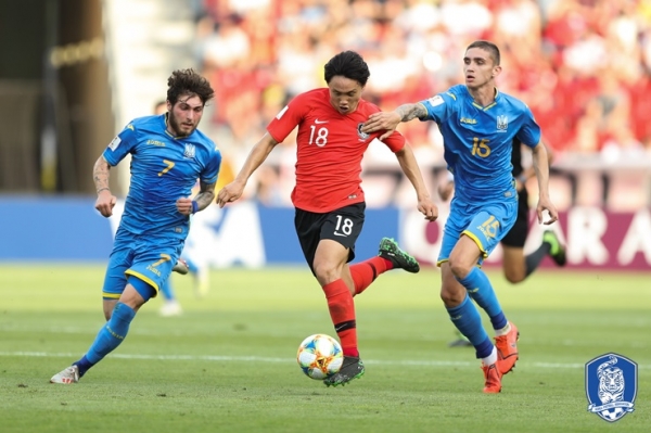 U-20 월드컵 결승에서 한국이 아쉽게 3-1로 우크라이나에게 패해 준우승을 거뒀다(사진: 대한축구협회 제공).