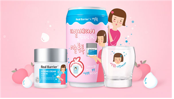 하이트진로의 탄산주 이슬톡톡은 더모코스메틱 브랜드 리얼베리어와 ‘리얼베리어 익스트림 크림이슬톡톡 리미티드 에디션’이다(사진: 하이트진로 제공).