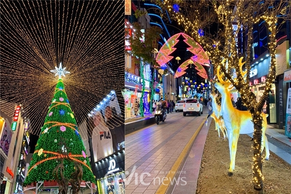 광복동 메인 트리와 광복로에는 벌써 크리스마스 느낌이 물씬 풍긴다(사진: 취재기자 최유진).