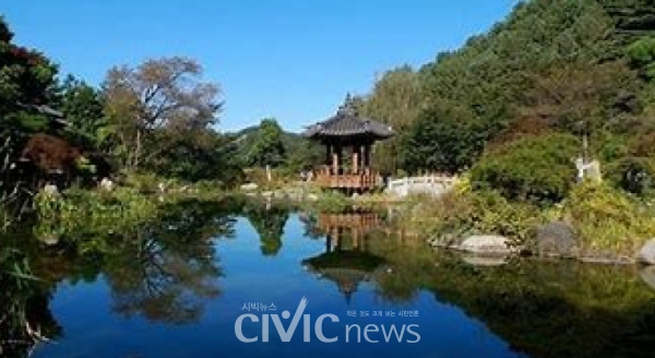 아름답게 잘 꾸며진 아침고요 수목원 전경(사진: 장원호 박사 제공).