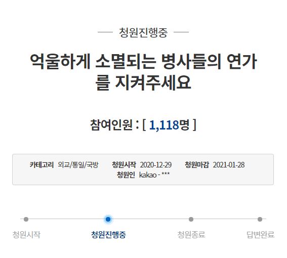 21개월을 복무하는 공군은 28일의 연가를 부여받는다(사진: 청와대 국민청원 홈페이지 캡처).